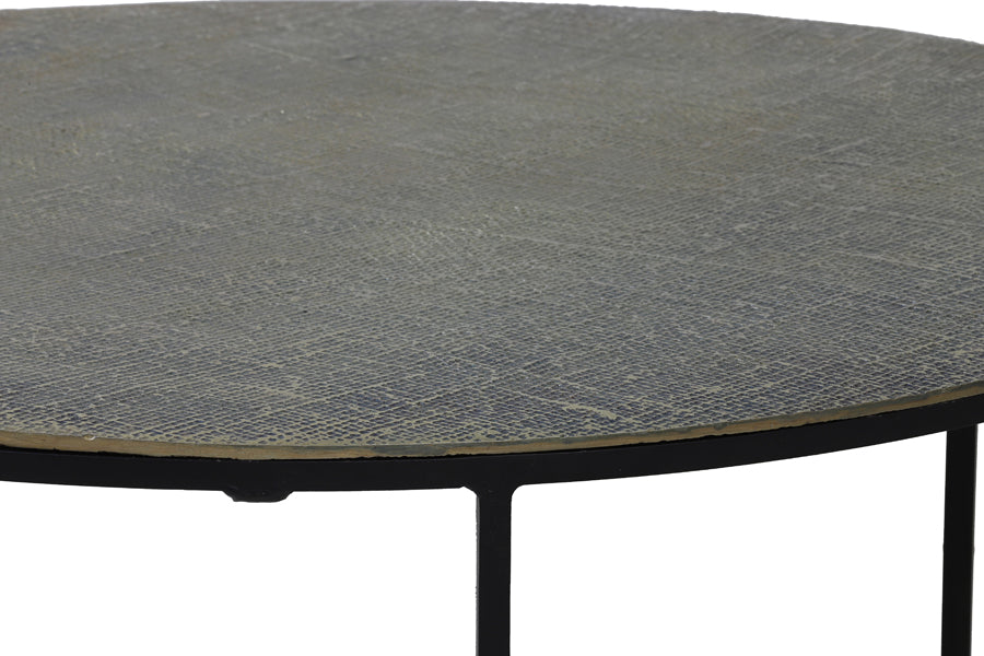 Coffee table S/2 61x37+76x41 cm RENGO texture ant bronze