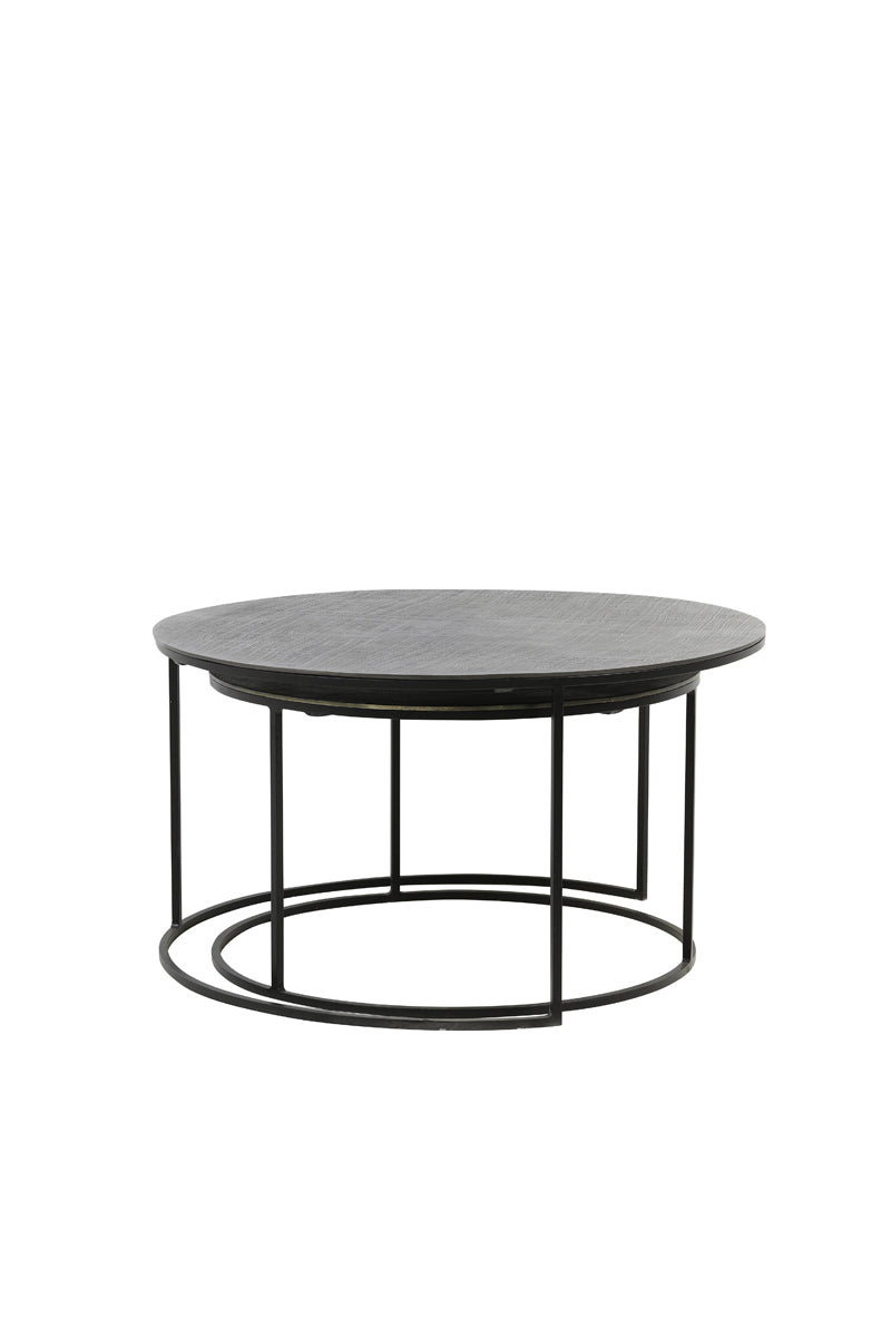 Coffee table S/2 61x37+76x41 cm RENGO texture black+ant br
