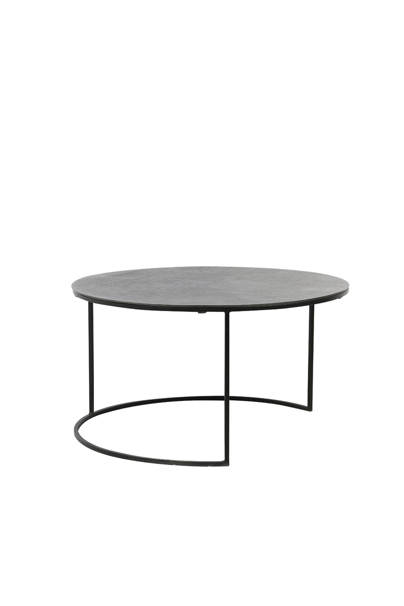 Coffee table S/2 61x37+76x41 cm RENGO texture black+ant br