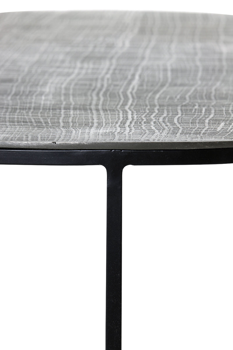 Coffee table S/2 61x37+76x41 cm RENGO texture black+ant br