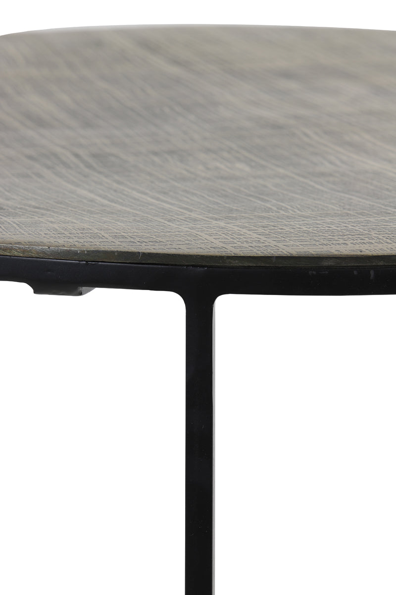 Coffee table S/2 61x37+76x41 cm RENGO texture black+ant br