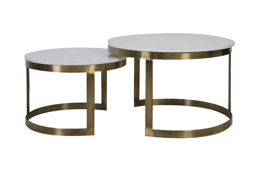 Coffee table S/2 60x40+75x47 cm PERLATO mrbl whit-ant brnz
