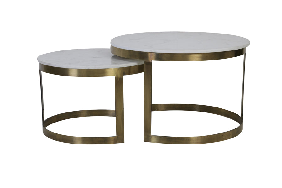 Coffee table S/2 60x40+75x47 cm PERLATO mrbl whit-ant brnz