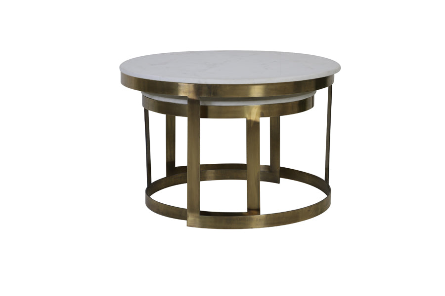 Coffee table S/2 60x40+75x47 cm PERLATO mrbl whit-ant brnz