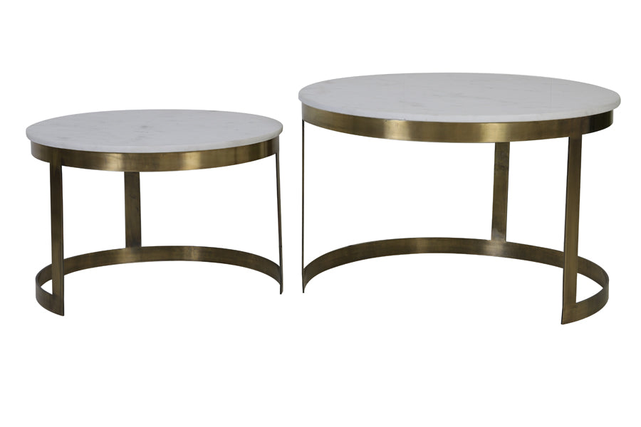 Coffee table S/2 60x40+75x47 cm PERLATO mrbl whit-ant brnz