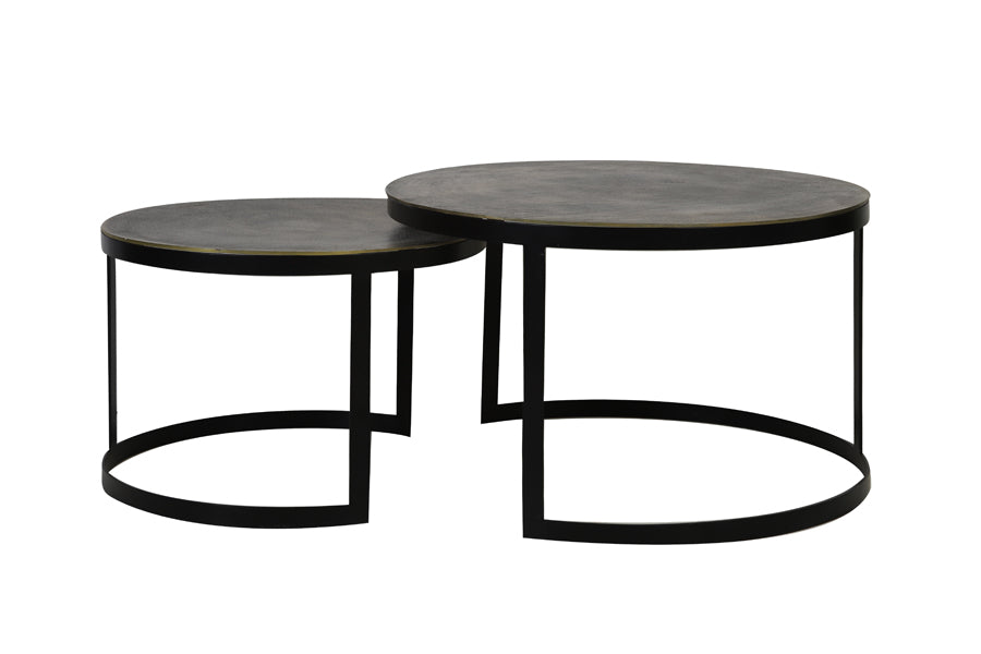 Coffee table S/2 62x41+76x46 cm TRELO antique bronze-black