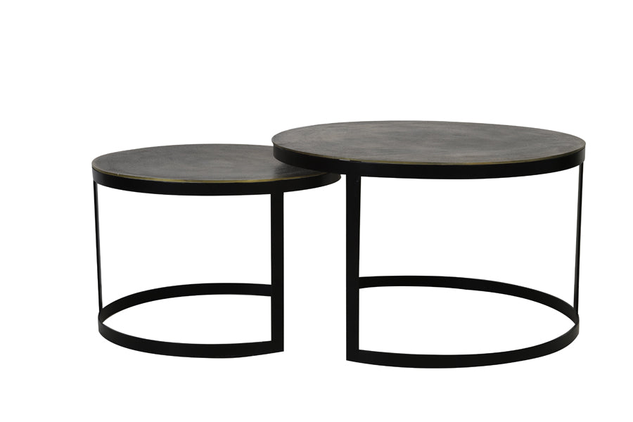 Coffee table S/2 62x41+76x46 cm TRELO antique bronze-black