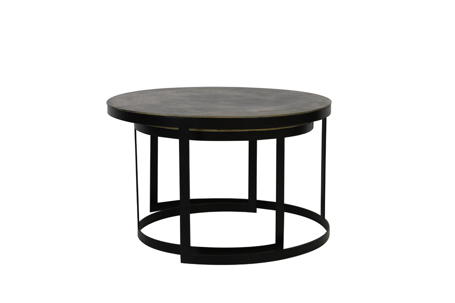 Coffee table S/2 62x41+76x46 cm TRELO antique bronze-black