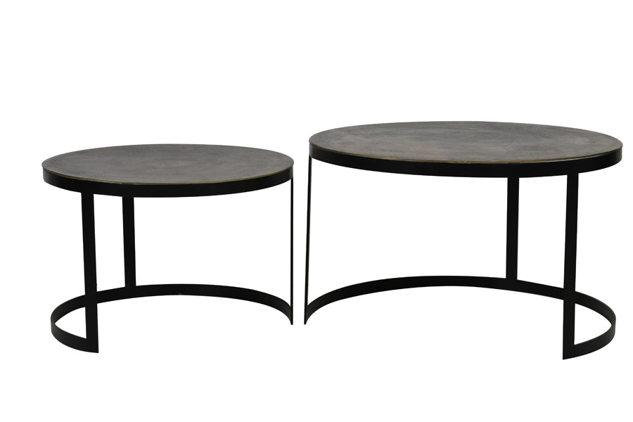 Coffee table S/2 62x41+76x46 cm TRELO antique bronze-black