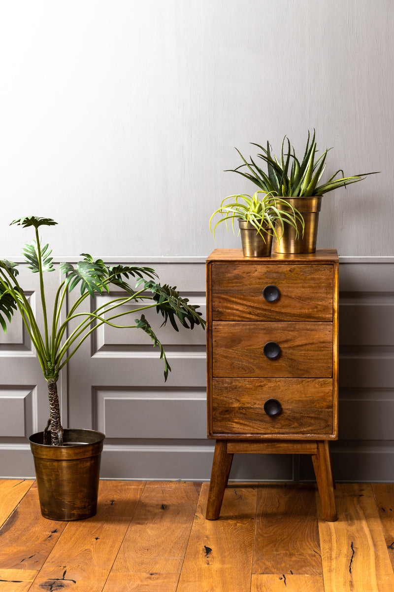 Cabinet with 3 drawers 40x40x80 cm ESPITA wood oil brown