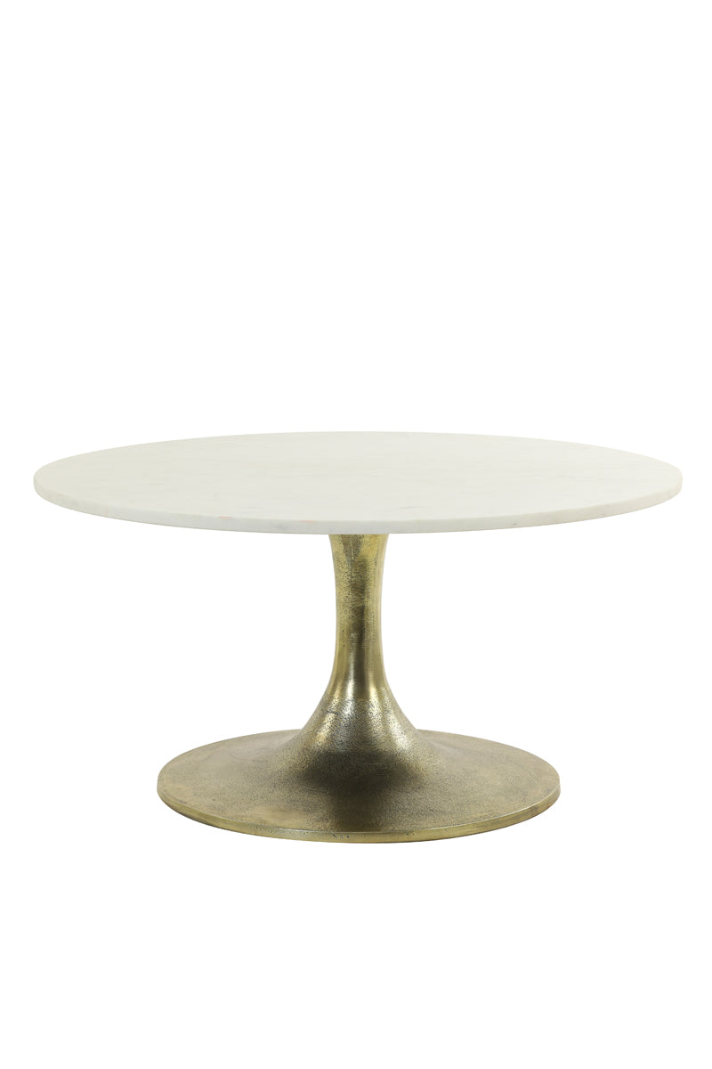 Coffee table 76x36 cm RICKERD white marble+antique bronze