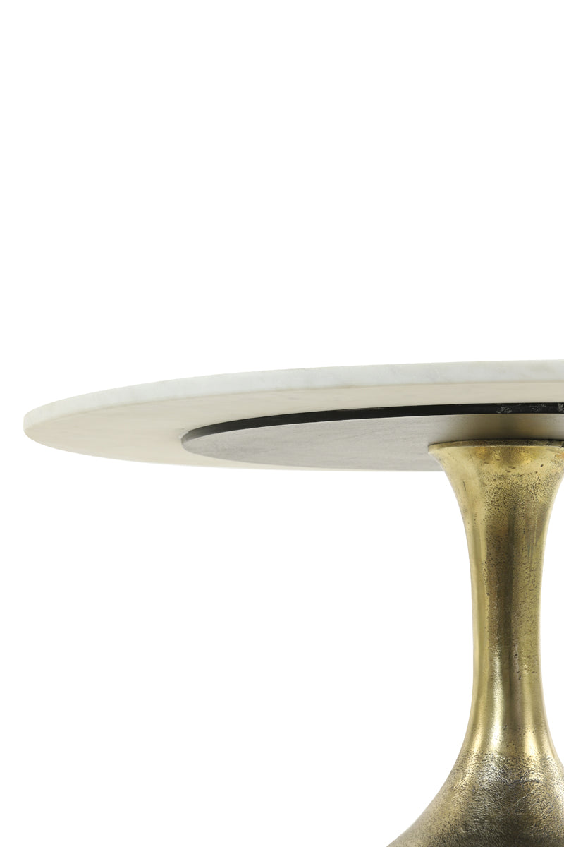 Coffee table 76x36 cm RICKERD white marble+antique bronze