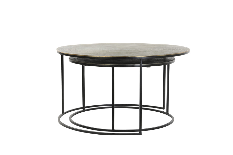 Coffee table S/2 61x37+76x41 cm PRIMO blck-bronze+mat blck