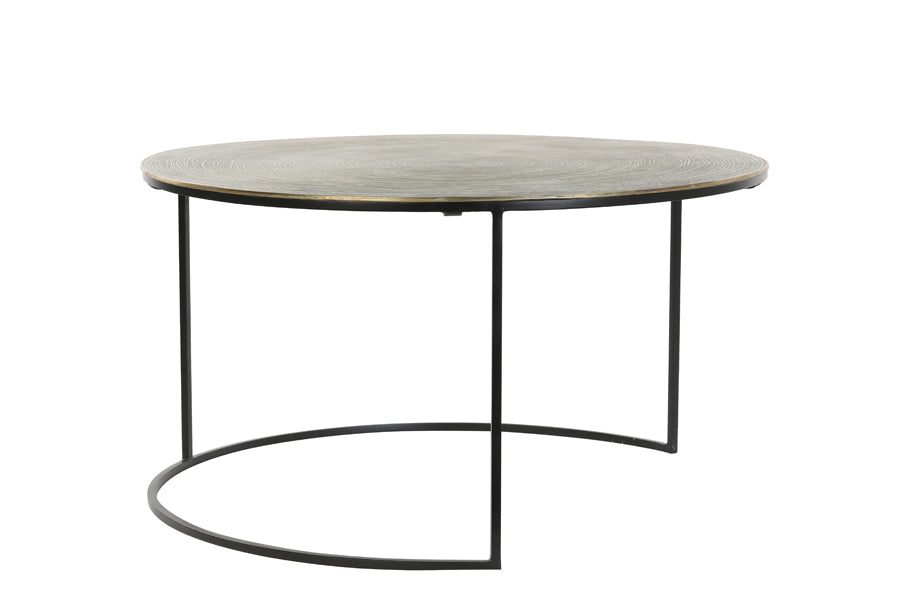 Coffee table S/2 61x37+76x41 cm PRIMO blck-bronze+mat blck