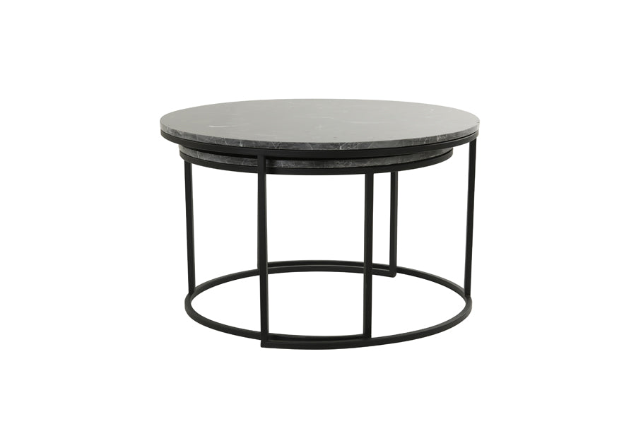 Coffee table S/2 65,5x40,5+75x45,5 cm ALFIO brwn mrbl+blck
