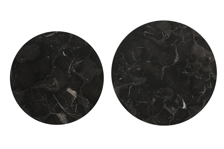 Coffee table S/2 65,5x40,5+75x45,5 cm ALFIO brwn mrbl+blck