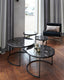 Coffee table S/2 65,5x40,5+75x45,5 cm ALFIO brwn mrbl+blck