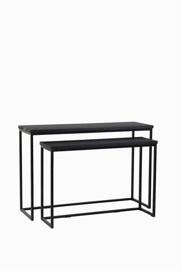 Console S/2 100x30x70+120x40x82 cm BRYSON wood matt black