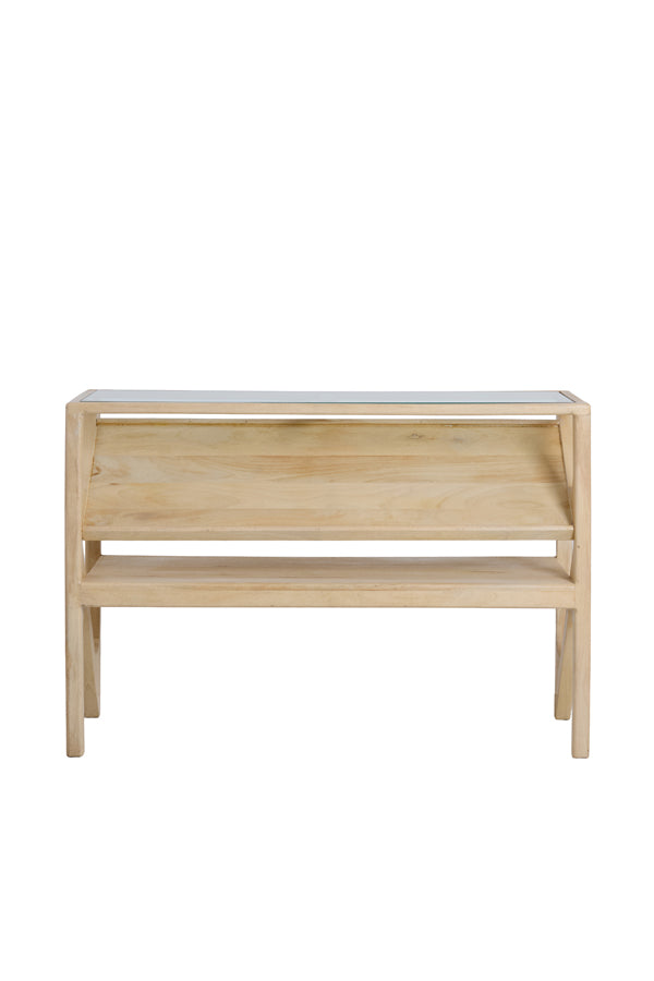 Console 119x41x80 cm YUKI mango wood natural+glass