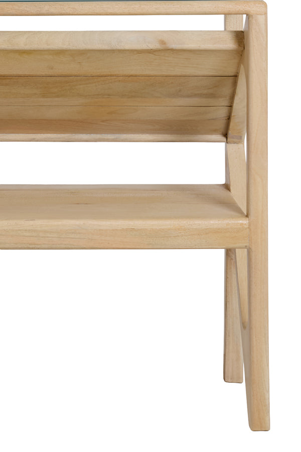 Console 119x41x80 cm YUKI mango wood natural+glass