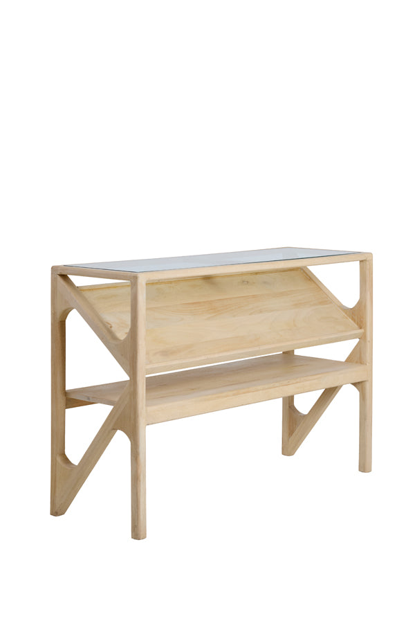 Console 119x41x80 cm YUKI mango wood natural+glass