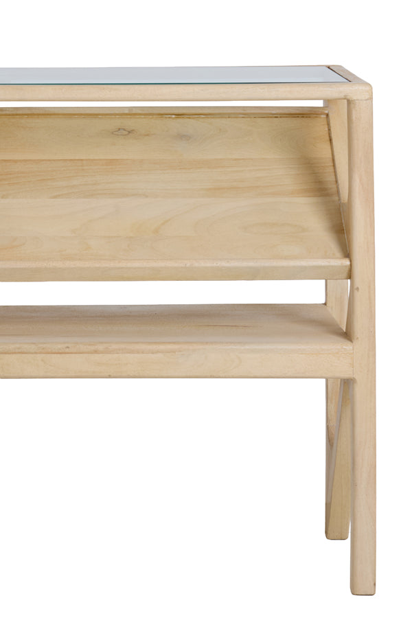 Console 119x41x80 cm YUKI mango wood natural+glass