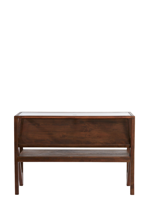 Console 119x41x80 cm YUKI acacia wood dark brown+glass