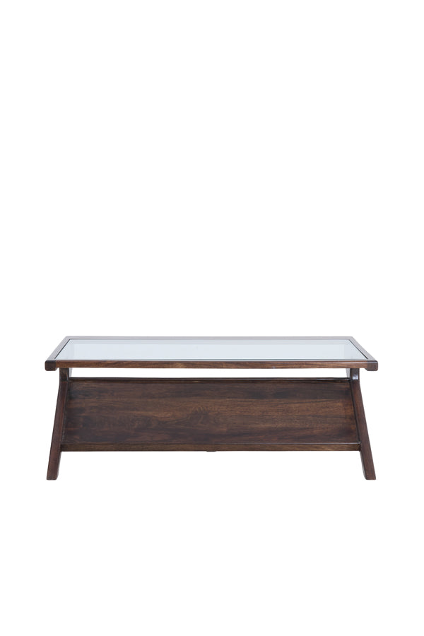 Coffee table 112x70x41 cm YUKI mango wood choco brown+glass