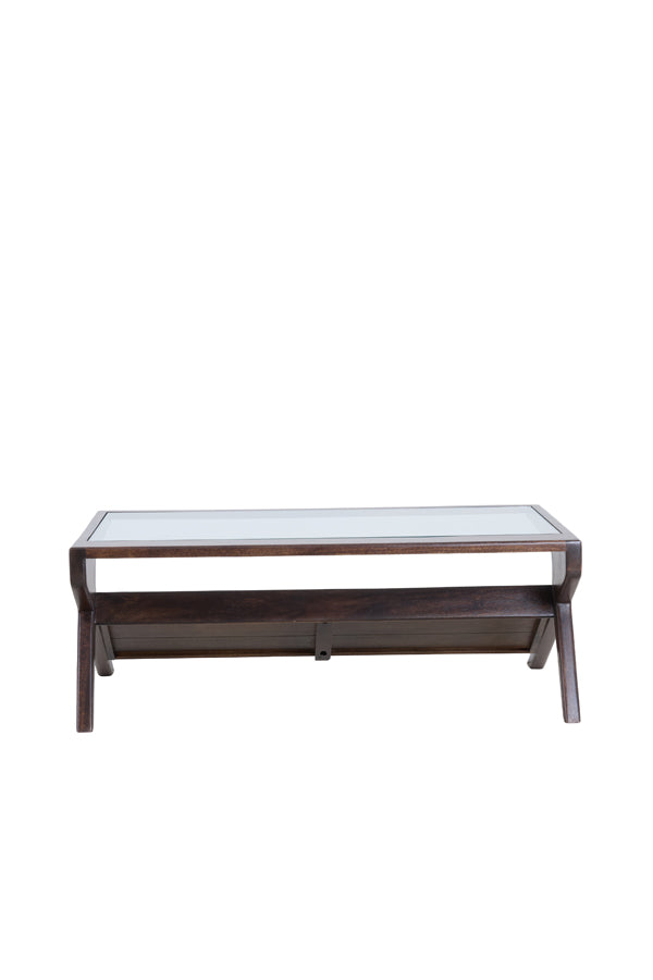 Coffee table 112x70x41 cm YUKI mango wood choco brown+glass