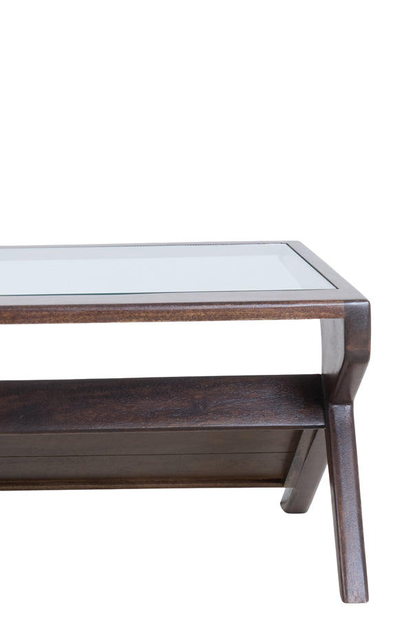 Coffee table 112x70x41 cm YUKI mango wood choco brown+glass