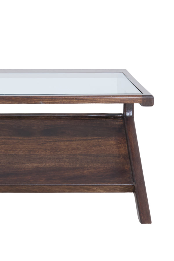 Coffee table 112x70x41 cm YUKI mango wood choco brown+glass