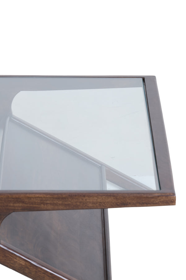 Coffee table 112x70x41 cm YUKI mango wood choco brown+glass