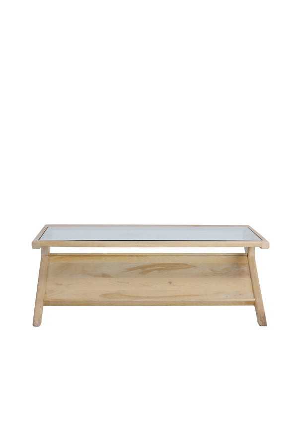 Coffee table 112x70x41 cm YUKI mango wood natural+glass