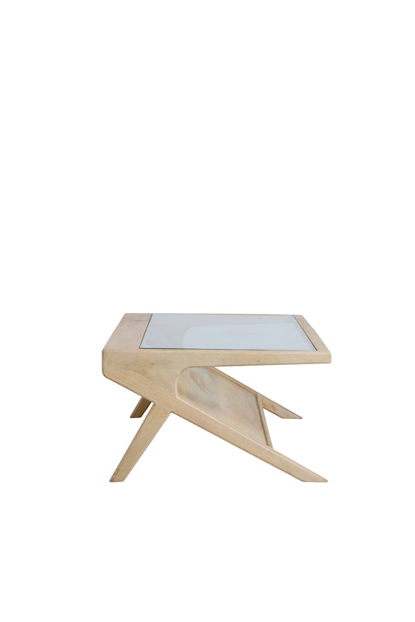 Coffee table 112x70x41 cm YUKI mango wood natural+glass