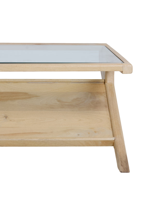 Coffee table 112x70x41 cm YUKI mango wood natural+glass