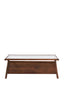 Coffee table 112x70x41 cm YUKI acacia wood dark brown+glass