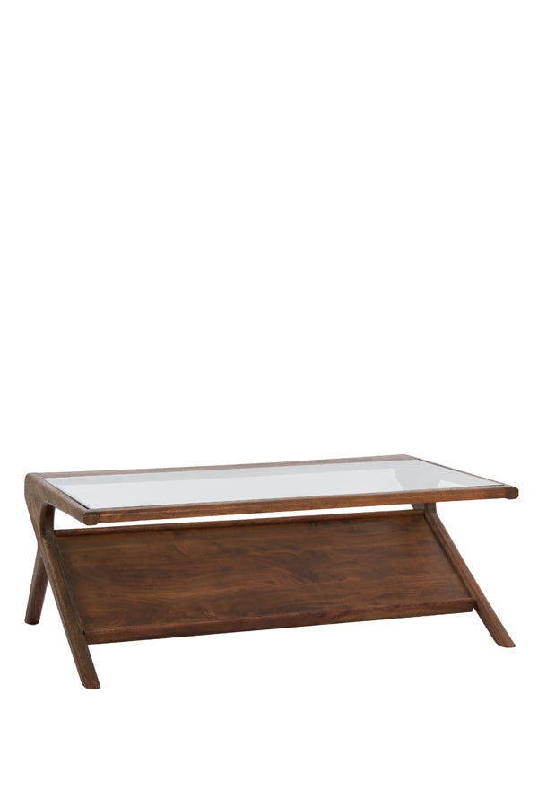 Coffee table 112x70x41 cm YUKI acacia wood dark brown+glass