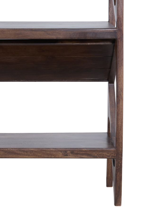 Cabinet open 120x40x160 cm YUKI mango wood choco brown+glass