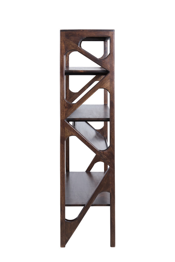 Cabinet open 120x40x160 cm YUKI mango wood choco brown+glass