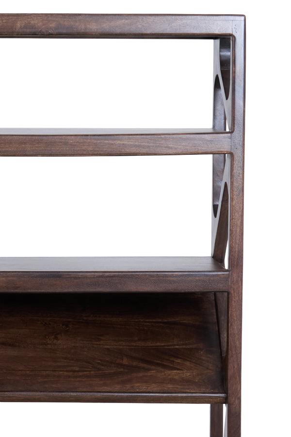 Cabinet open 120x40x160 cm YUKI mango wood choco brown+glass