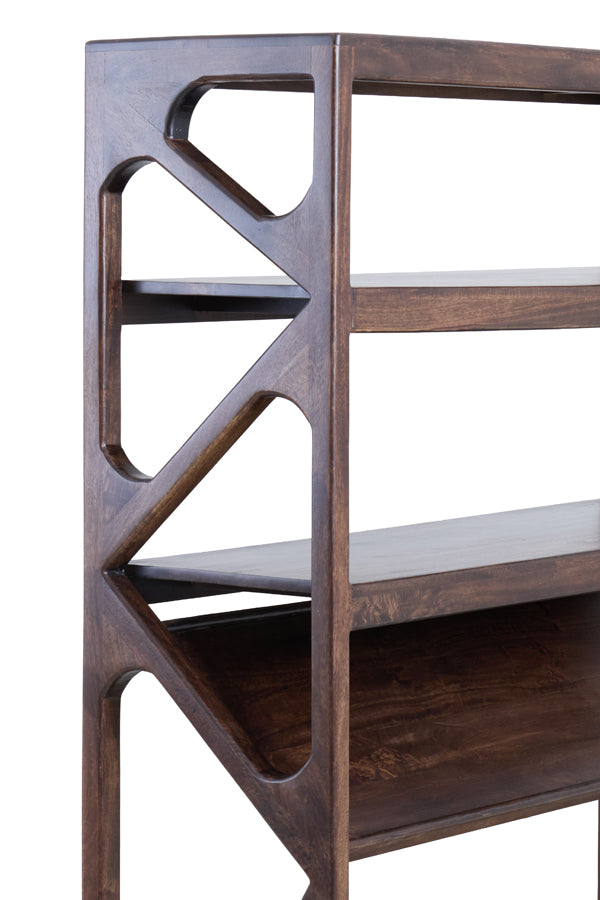 Cabinet open 120x40x160 cm YUKI mango wood choco brown+glass