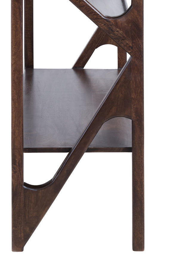 Cabinet open 120x40x160 cm YUKI mango wood choco brown+glass