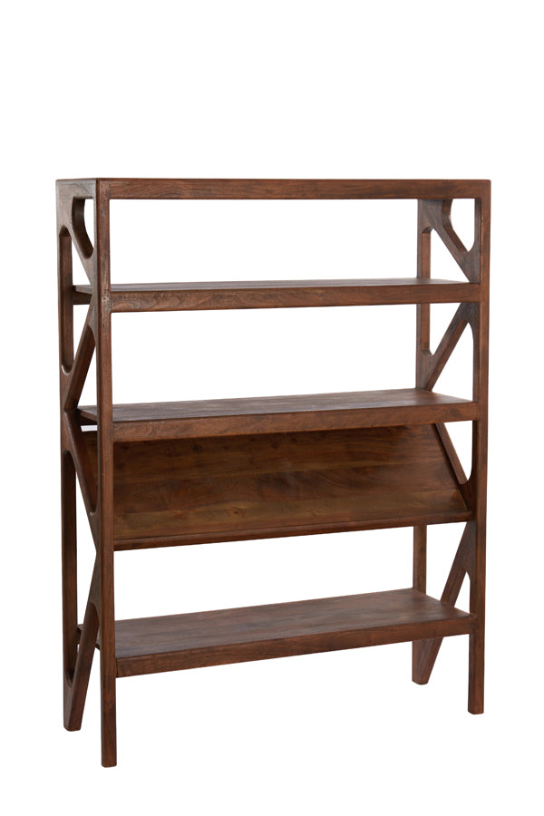 Cabinet open 120x40x160 cm YUKI acacia wood dark brown