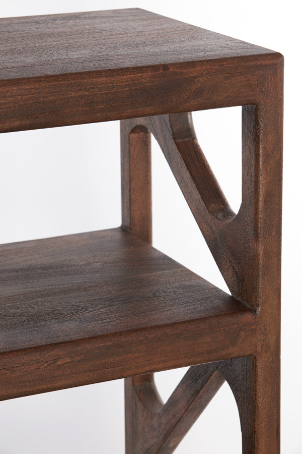 Cabinet open 120x40x160 cm YUKI acacia wood dark brown