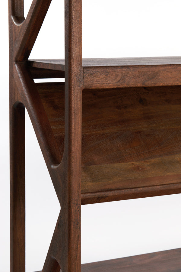 Cabinet open 120x40x160 cm YUKI acacia wood dark brown