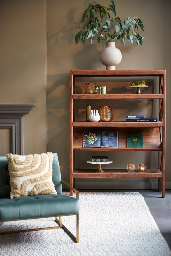 Cabinet open 120x40x160 cm YUKI acacia wood dark brown