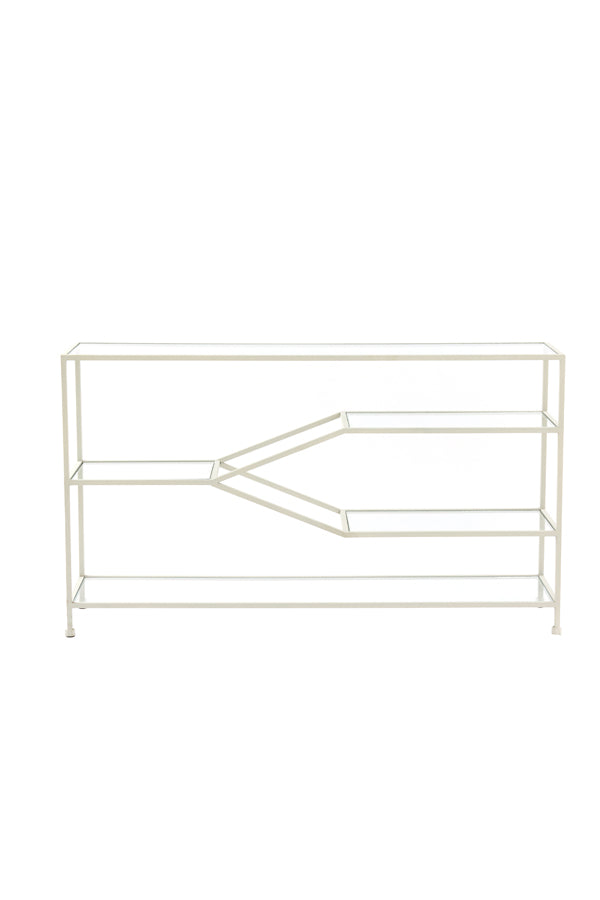Console 140x35x80 cm AINO glass clear+cream