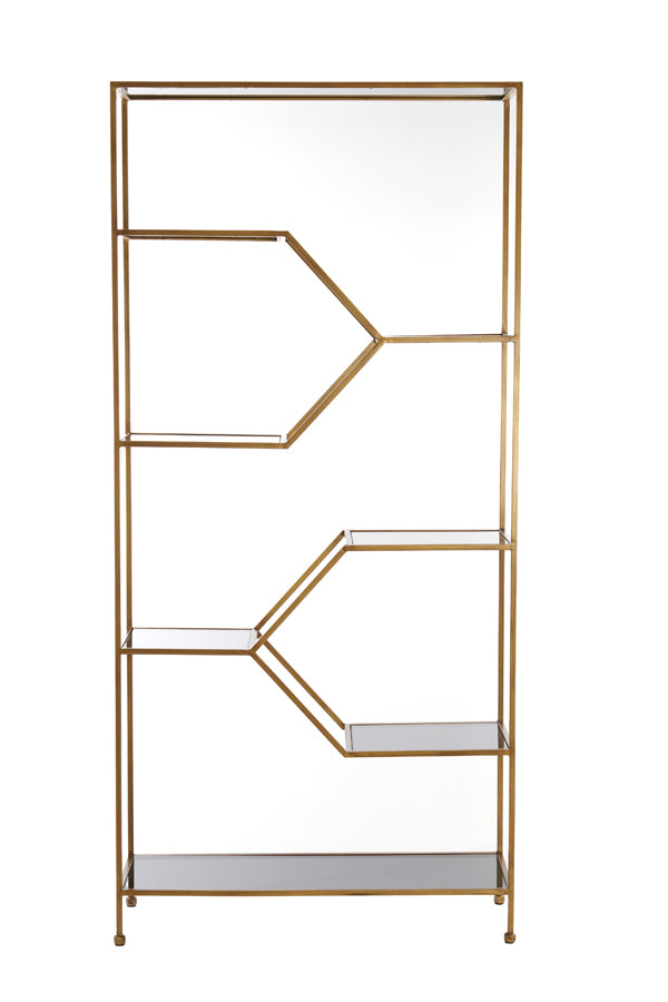 Cabinet open 100x34x214 cm AINO glass smoked+antique bronze