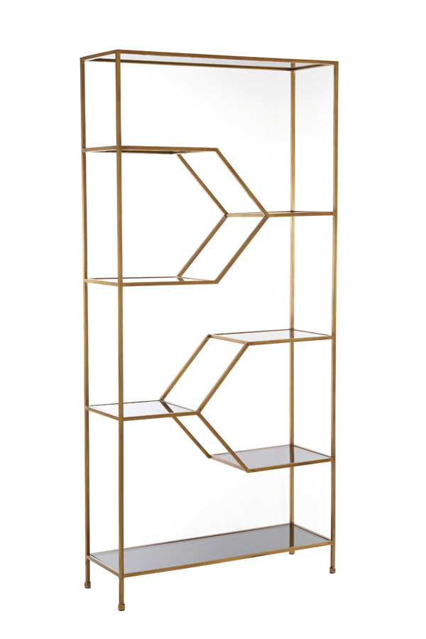 Cabinet open 100x34x214 cm AINO glass smoked+antique bronze