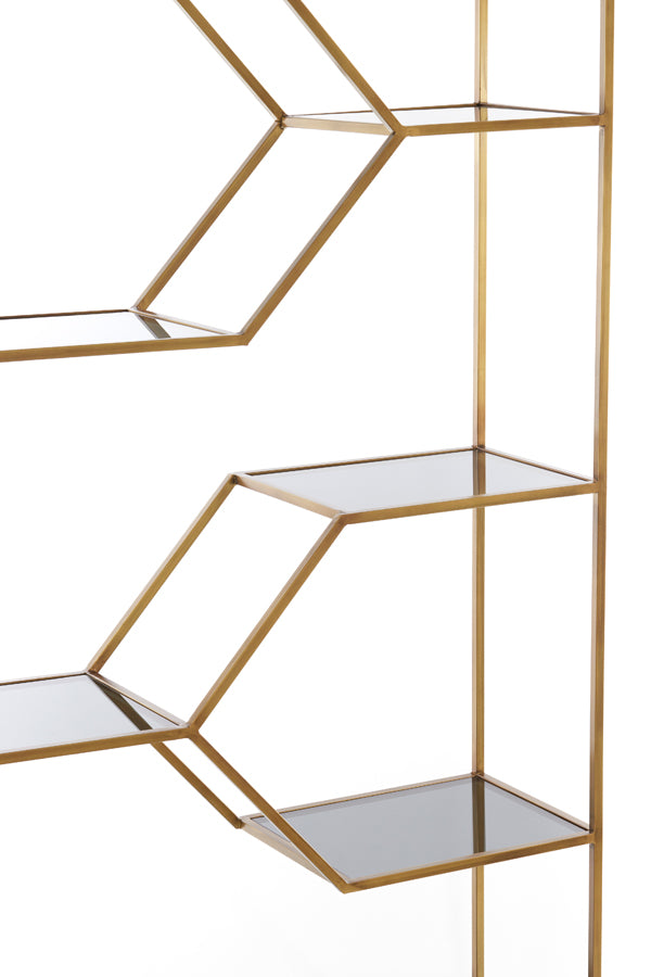 Cabinet open 100x34x214 cm AINO glass smoked+antique bronze